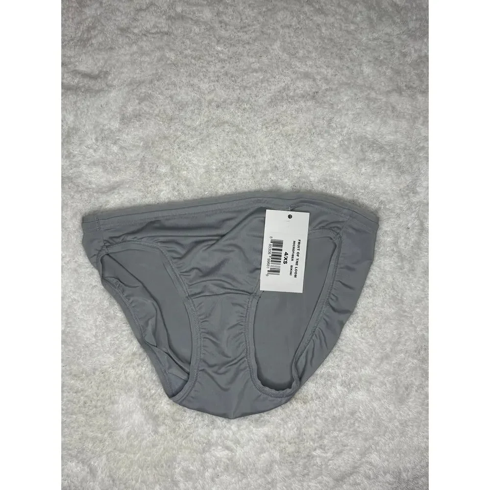 NWT Fruit of the Loom Microfiber Bikini Panty Gray Size 4/XS